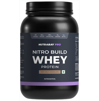 Nutrabay Pro Nitro Build Whey Protein Powder Rich Milk Chocolate - Classic Derma