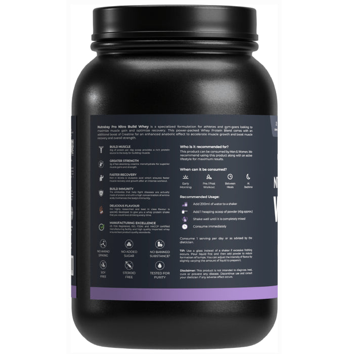 Nutrabay Pro Nitro Build Whey Protein Powder Rich Milk Chocolate