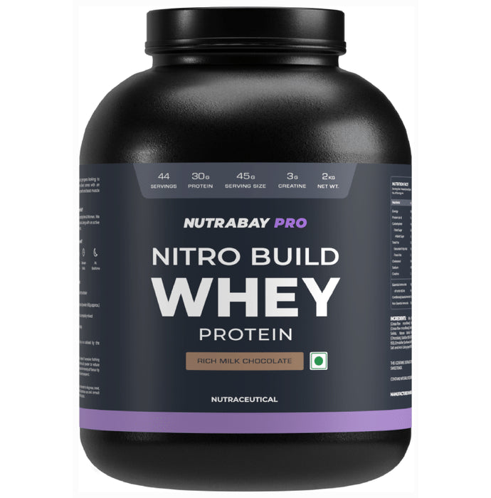 Nutrabay Pro Nitro Build Whey Protein Powder Rich Milk Chocolate - Classic Derma