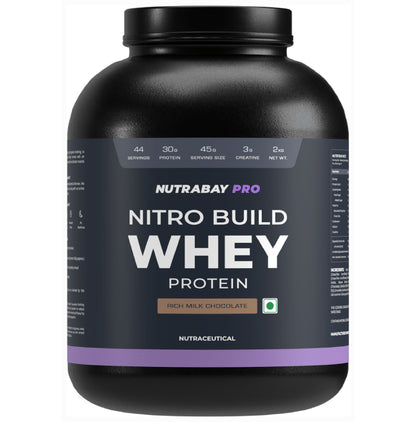 Nutrabay Pro Nitro Build Whey Protein Powder Rich Milk Chocolate - Classic Derma