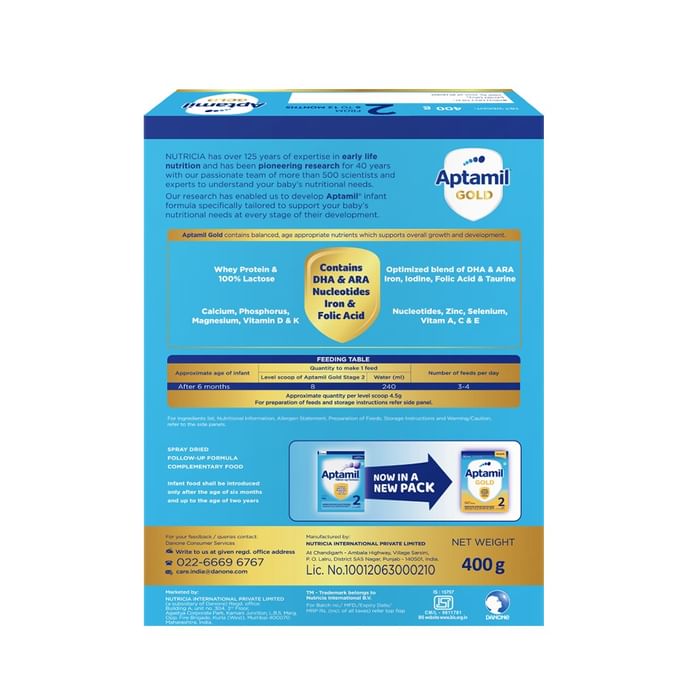 Aptamil Gold Stage 2 Follow up Formula with DHA, ARA & Folic Acid | Powder for Babies from 6 to 12 Months