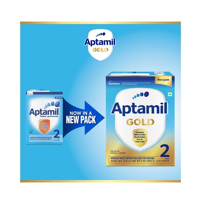 Aptamil Gold Stage 2 Follow up Formula with DHA, ARA & Folic Acid | Powder for Babies from 6 to 12 Months