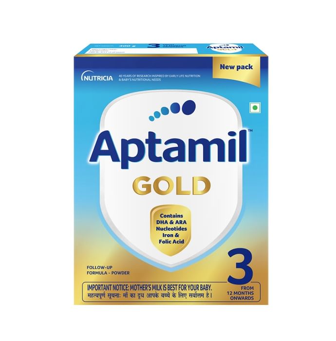 Aptamil Gold Stage 3 Follow-up Formula with DHA, ARA & Folic Acid | Powder for Babies from 12 Months Onwards - Classic Derma
