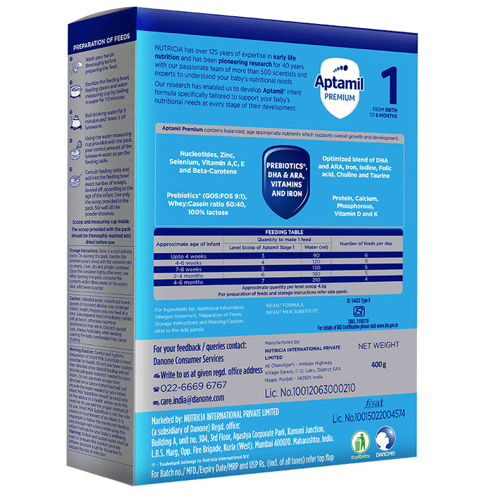 Aptamil Premium Stage 1 from Birth to 6 Month Infant Formula