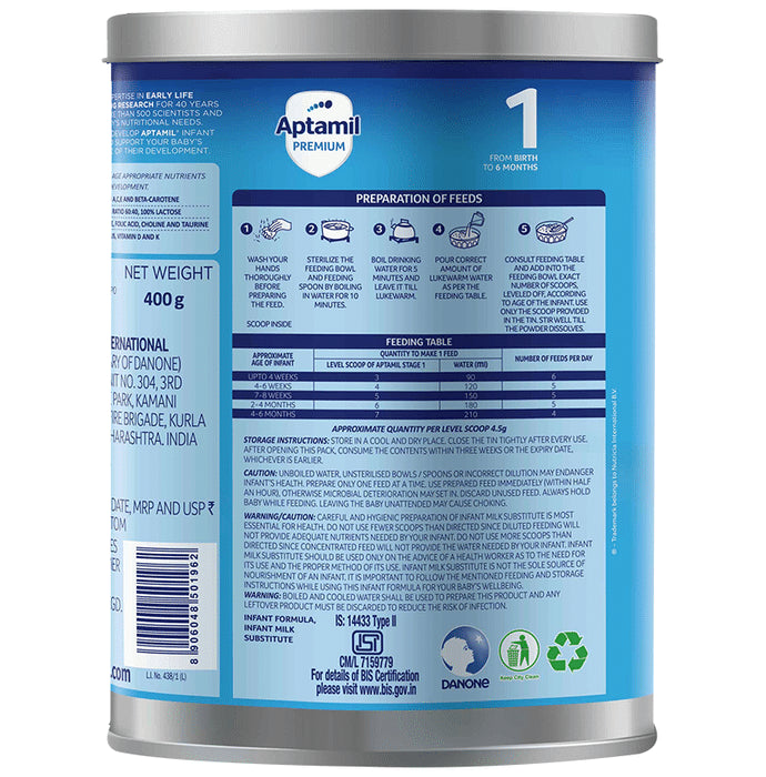 Aptamil Premium Stage 1 from Birth to 6 Month Infant Formula