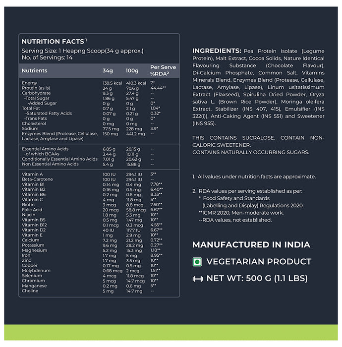 Nutrabay Wellness Vegan Plant Protein + Superfoods | For Muscles & Digestion | Flavour Rich Chocolate