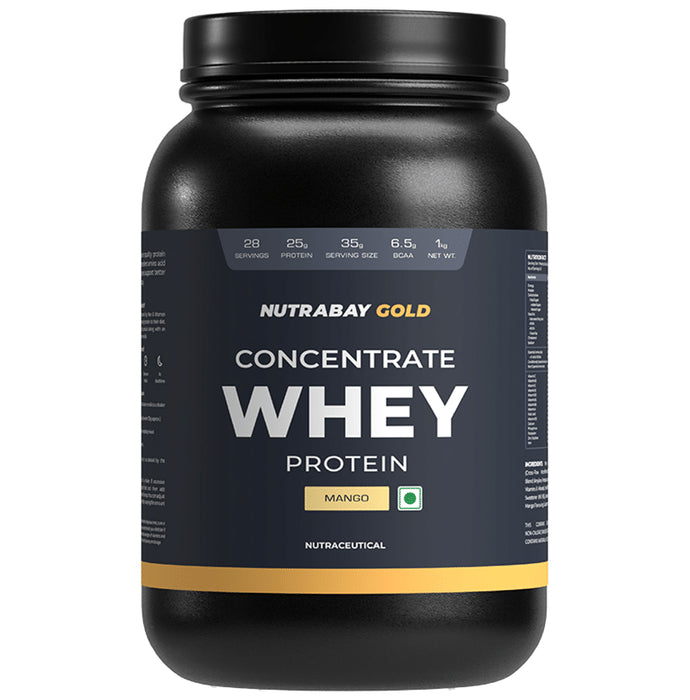 Nutrabay Whey Concentrate Protein for Muscle Recovery | No Added Mango - Classic Derma