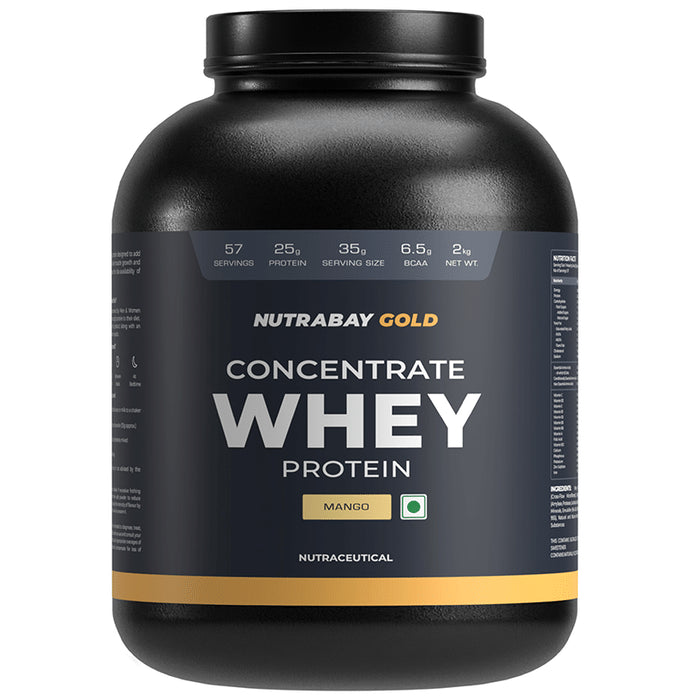 Nutrabay Whey Concentrate Protein for Muscle Recovery | No Added Powder Mango - Classic Derma
