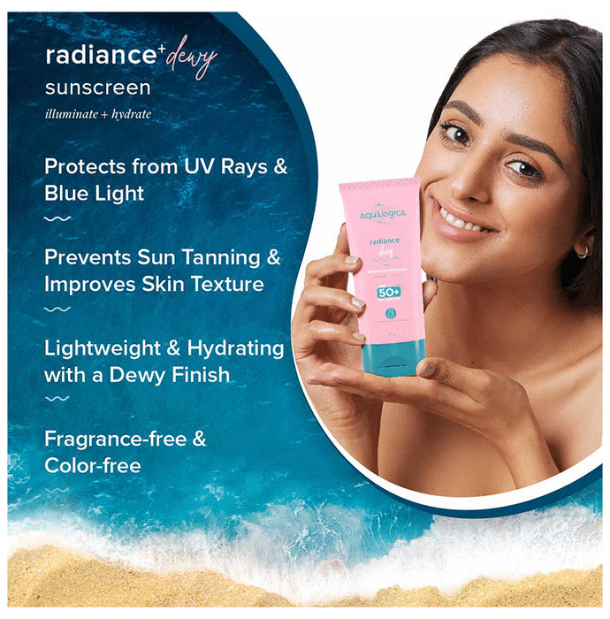 Aqualogica Radiance+ Dewy Sunscreen for UVA/B & Blue Light Protection SPF 50+ PA++++