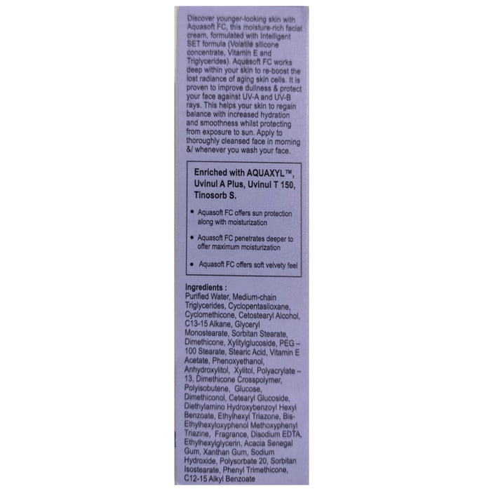 Aquasoft FC Advanced Facial Cream with Sun Protection | Paraben-Free Face Care Product with Vitamin E