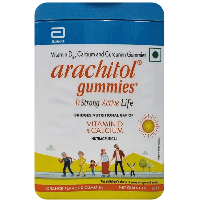 Arachitol Gummies - Vitamin D3+Calcium+Curcumin Gummies Orange Flavour - Classic Derma