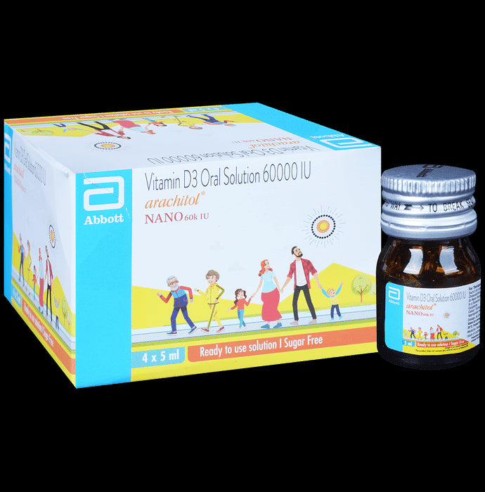 Arachitol Nano Bottle 60K IU Vitamin D3 Oral Solution (5ml each) | Bone, Joint and Muscle Care - Classic Derma