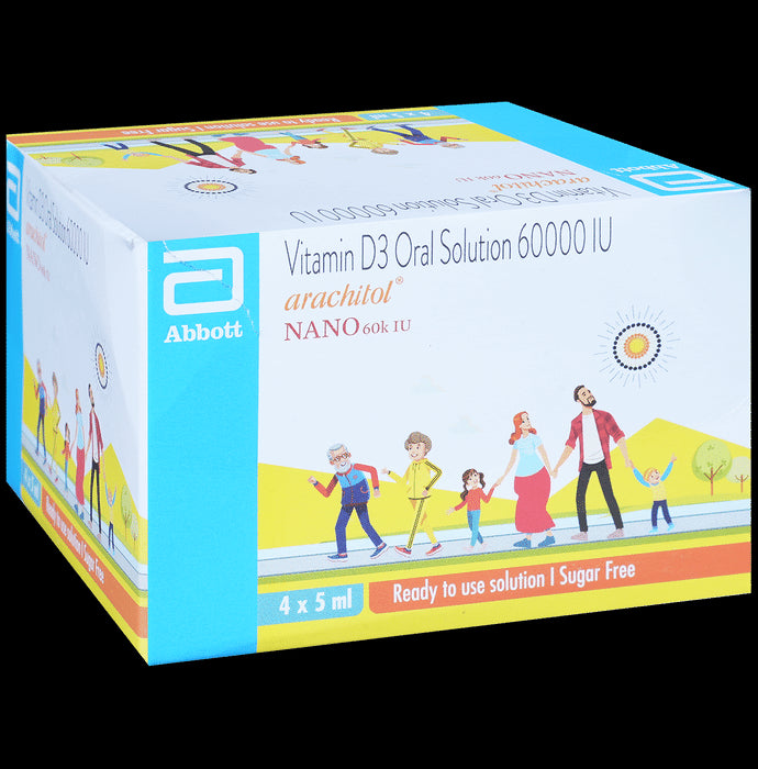 Arachitol Nano Bottle 60K IU Vitamin D3 Oral Solution (5ml each) | Bone, Joint and Muscle Care