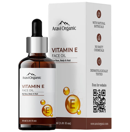 Aravi Organic Vitamin E Oil For Face - Best Oil For Face & Body - Repair Damaged Skin - Classic Derma