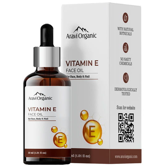Aravi Organic Vitamin E Oil For Face - Best Oil For Face & Body - Repair Damaged Skin - Classic Derma