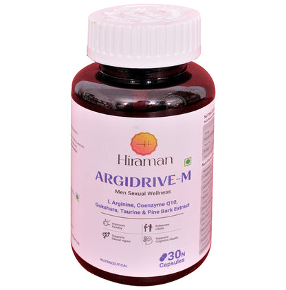 Argidrive -M Capsule with L-Arginine, Coenzyme Q10, Gokshura, Taurine & Pine Bark Extract | Formulated For Men | - Classic Derma