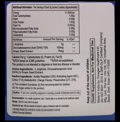 Argilix DHA Sachet Orange Sugar Free