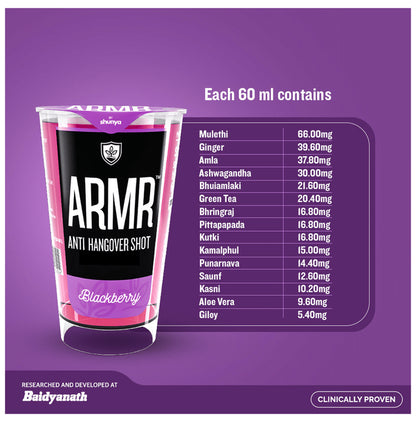 ARMR Anti Hangover Shot (60ml Each) Blackberry