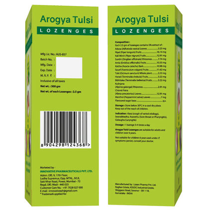Arogya Tulsi Lozenges (6 Each) Ginger Mint