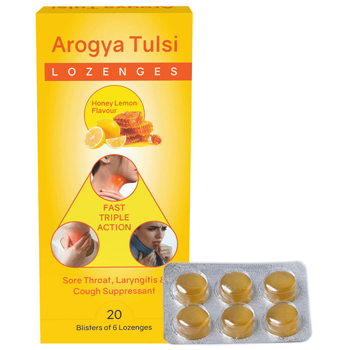 Arogya Tulsi Lozenges (6 Each) Honey Lemon - Classic Derma