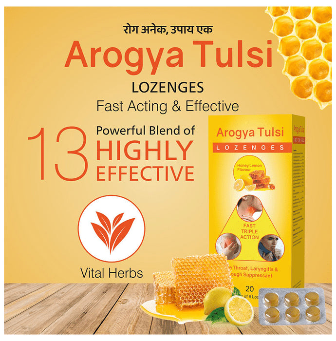 Arogya Tulsi Lozenges (6 Each) Honey Lemon
