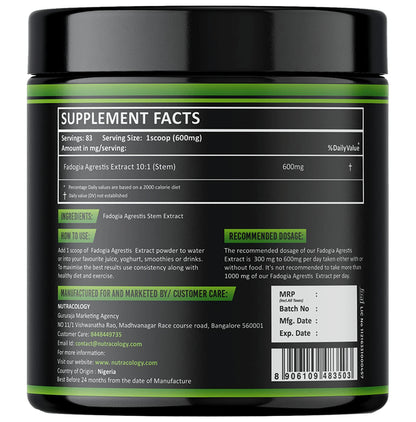 Nutracology Fadogia Agrestis 10:1 Extract Powder