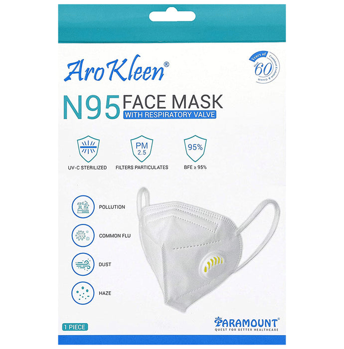 Arokleen N95 Face Mask with Respiratory Valve White - Classic Derma