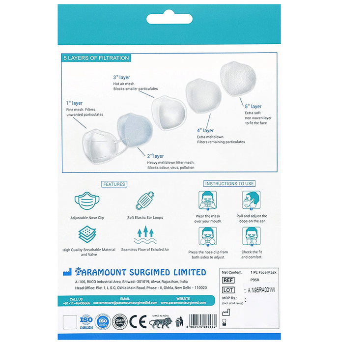 Arokleen N95 Face Mask with Respiratory Valve White