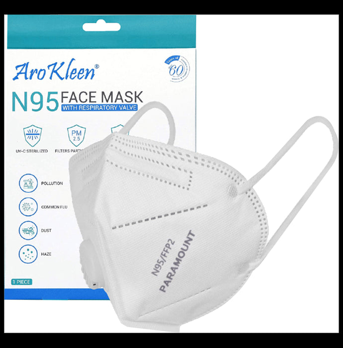 Arokleen N95 Face Mask with Respiratory Valve White
