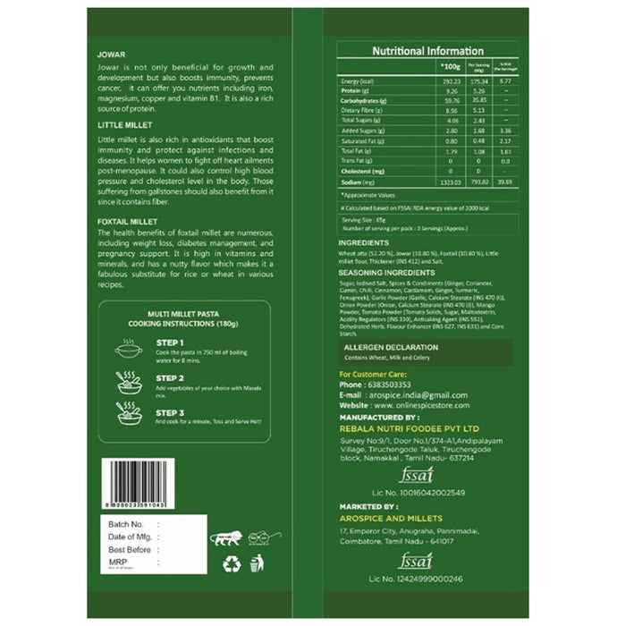 Arospice Multi Millet Pasta