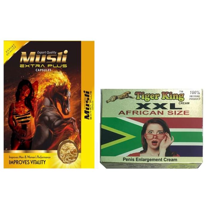 Ayurveda Cure Combo Pack of 10 Musli Extra Plus Capsule & Tiger King XXL Cream 25gm - Classic Derma