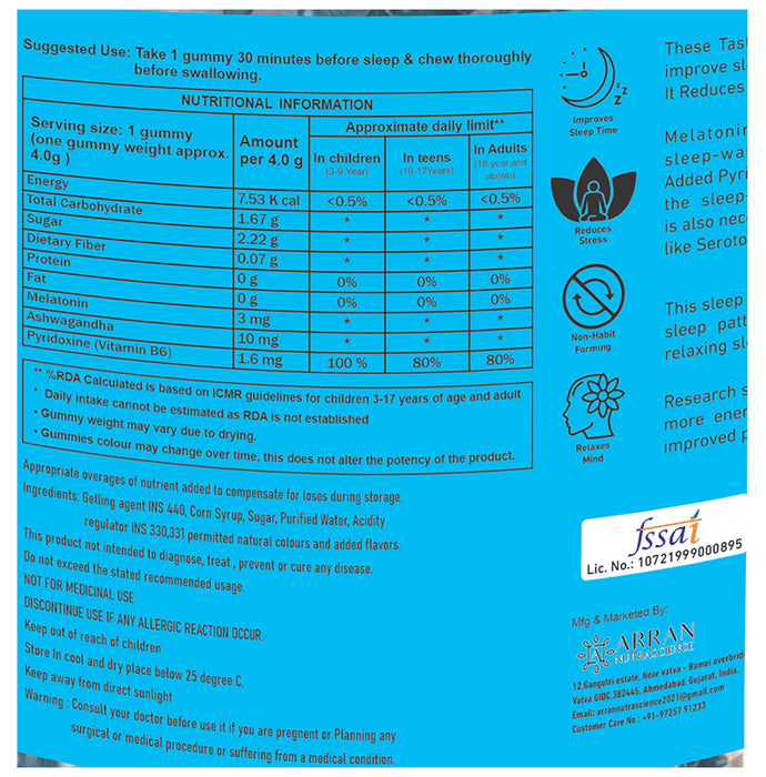 Arrvit Melatonin Gummies Delicious Blue Berry