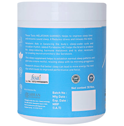 Arrvit Melatonin Gummies Delicious Blue Berry No Added Sugar