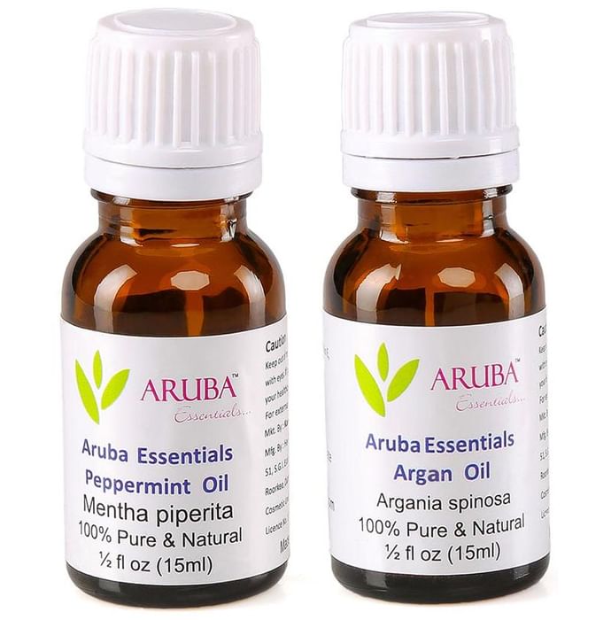 Aruba Essentials Combo Pack of Peppermint Oil and Argan Oil (15ml Each) - Classic Derma