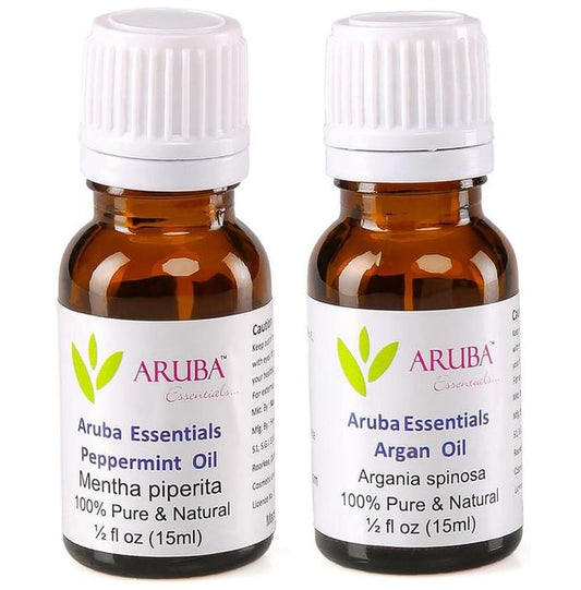 Aruba Essentials Combo Pack of Peppermint Oil and Argan Oil (15ml Each) - Classic Derma