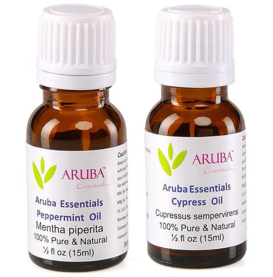 Aruba Essentials Combo Pack of Peppermint Oil and Cypress Oil (15ml Each) - Classic Derma