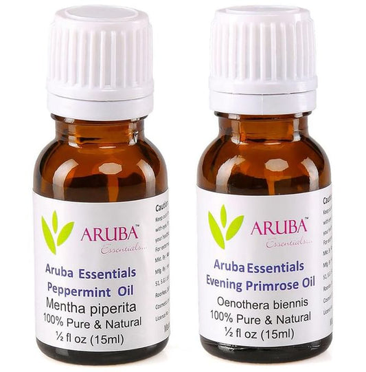 Aruba Essentials Combo Pack of Peppermint Oil and Evening Primrose Oil (15ml Each) - Classic Derma