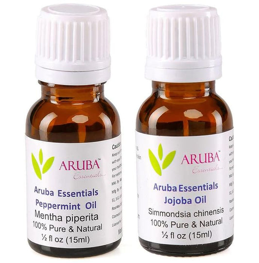 Aruba Essentials Combo Pack of Peppermint Oil and Jojoba Oil (15ml Each) - Classic Derma