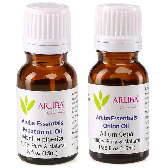 Aruba Essentials Combo Pack of Peppermint Oil and Onion Oil (15ml Each) - Classic Derma