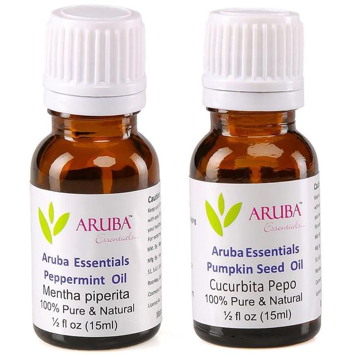 Aruba Essentials Combo Pack of Peppermint Oil and Pumpkin Seed Oil (15ml Each) - Classic Derma