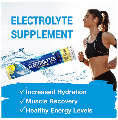 Ayurveda Organics Antioxidants Electrolytes Carbohydrates 2:1 Effervescent Tablet Lime & Lemon