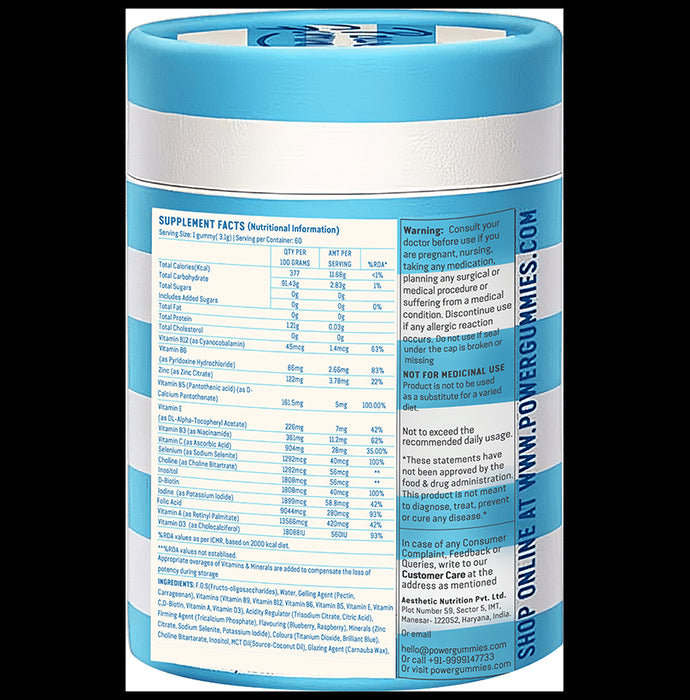 Power Gummies- Hair & Nail Vitamin with Biotin | Gelatin & Gluten Free