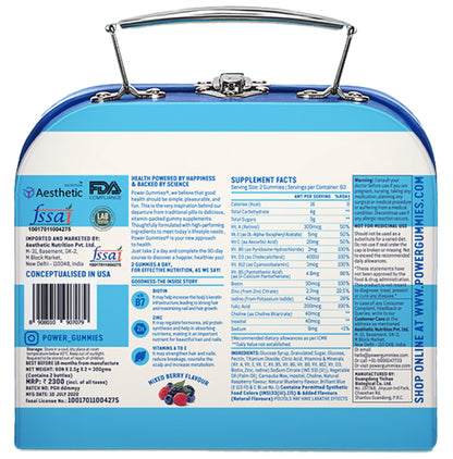 Power Gummies- Hair & Nail Vitamin with Biotin | Gelatin & Gluten Free