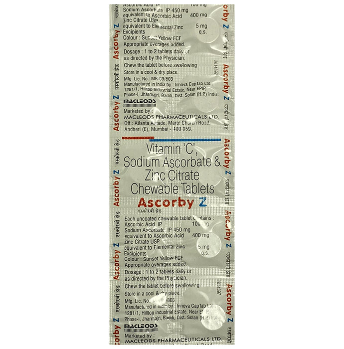 Ascorby Z Chewable Tablet - Classic Derma