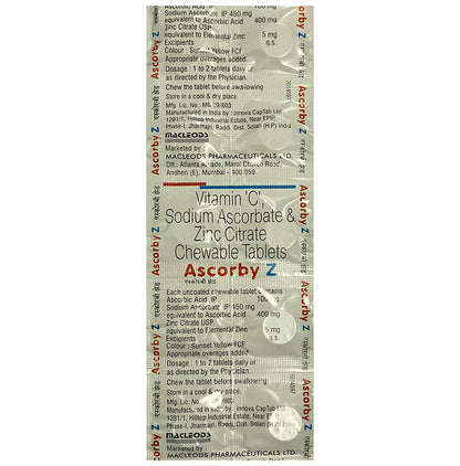 Ascorby Z Chewable Tablet - Classic Derma