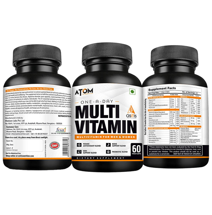 AS-IT-IS Nutrition Atom Multivitamin for Men & Women Vegicap