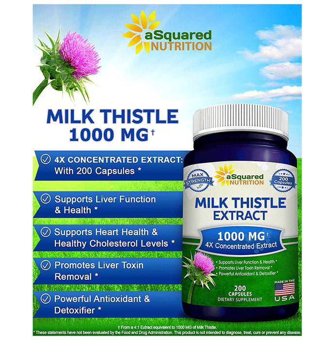 Asquared Nutrition Milk Thistle Extract 1000mg Capsule
