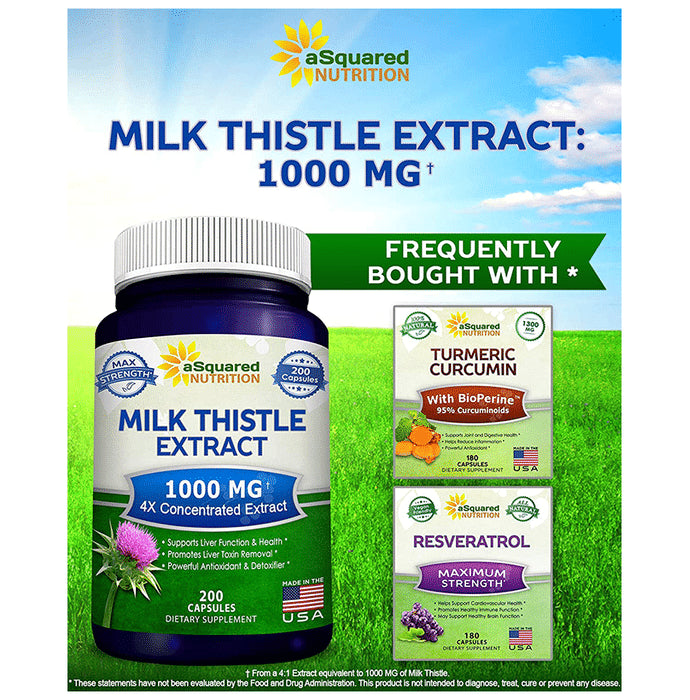 Asquared Nutrition Milk Thistle Extract 1000mg Capsule