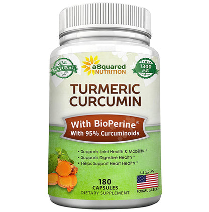 Asquared Nutrition Turmeric Curcumin 1300mg Capsule - Classic Derma
