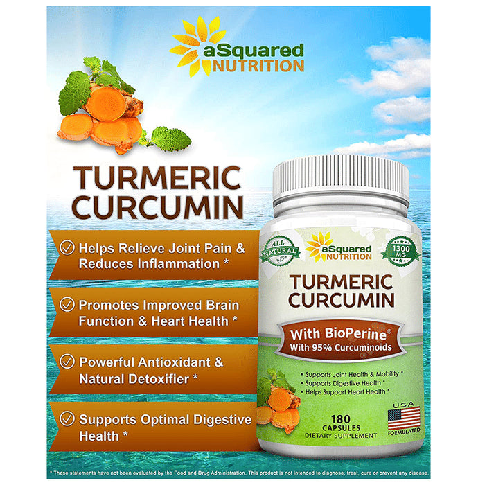 Asquared Nutrition Turmeric Curcumin 1300mg Capsule